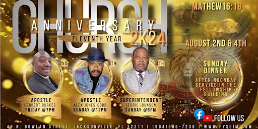 August 2nd & 4th is our 11th Annual Church Anniversary 2k24 primary image