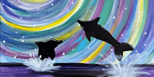 Dolphins in the Night - Paint and Sip by Classpop!™ primary image
