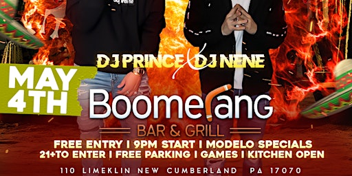 Primaire afbeelding van Cinco de Mayo Party w/ DJ Prince & Nene @ Boomerang