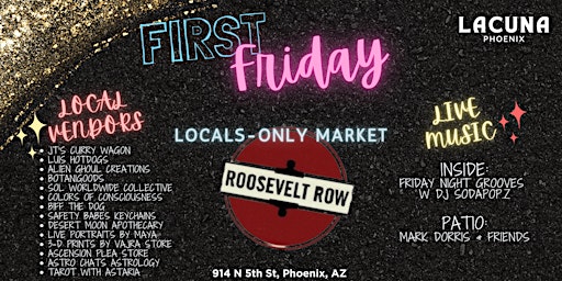 Primaire afbeelding van FIRST FRIDAY Locals-Only Vendor Market with Live Music & Healthy Mocktails