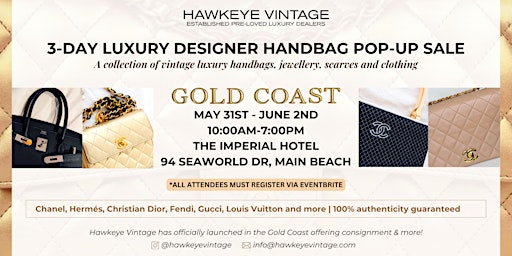 Immagine principale di Gold Coast Pop-Up Sale | Luxury Vintage Designer | Handbags | Accessories 