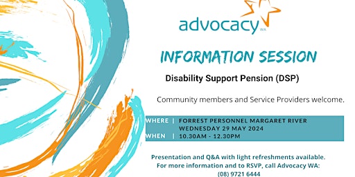 Imagem principal do evento Information Session: Disability Support Pension (DSP)- Margaret River
