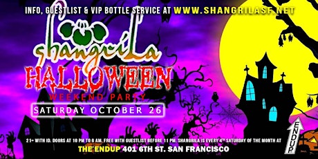 ShangriLa Halloween Weekend Party - Saturday October 26th 2019