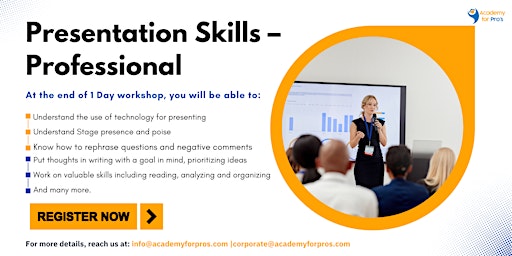 Presentation Skills – Professional Workshop in Detroit, MI on May 6th, 2024 primary image