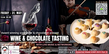 Imagem principal de Award-Winning Wine & Chocolate Tasting with Live Music