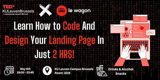 Image principale de TEDx | Le Wagon Workshop Experience: Code your First Landing Page