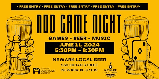 Imagem principal do evento NDD Game Night at Newark Local Beer