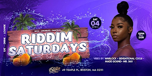 Riddim Saturdays The Ultimate Caribbean Fete $5 flash sale now!!!  primärbild
