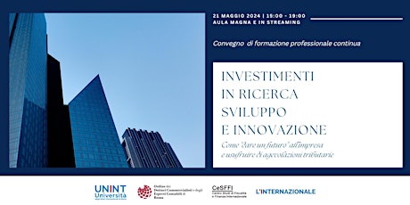 Investimenti in ricerca sviluppo e innovazione primary image