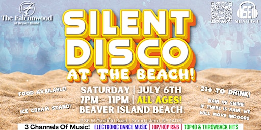 Imagem principal de Silent Disco AT THE BEACH @ Beaver Island Beach! - 7/6/24