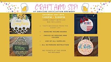 Image principale de Craft and Sip at Obscure Oscillation Brewery