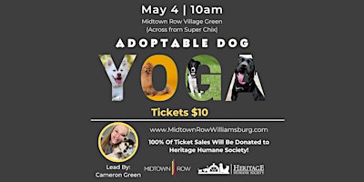Image principale de Adoptable Dog Yoga at Midtown Row: FUNdraiser for Heritage Humane Society