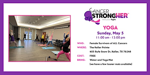 Imagem principal do evento Cancer StrongHER Yoga – May 5, 2024