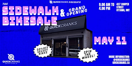 Quick Cranks Presents Sidewalk Bike Sale & Grand Opening