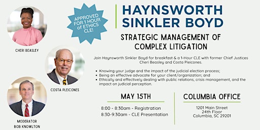 Imagem principal de Haynsworth 1-Hour CLE - Strategic Management of Complex Litigation