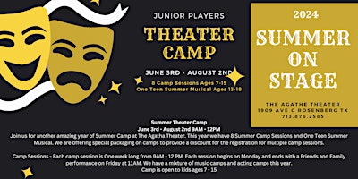 Immagine principale di Theater Camp Session 7 - Kids Broadway Showcase - Music Camp - July 22nd -26th 