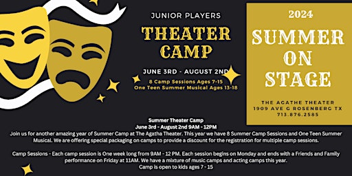 Image principale de Theater Camp Session 7 - Kids Broadway Showcase - Music Camp - July 22nd -26th