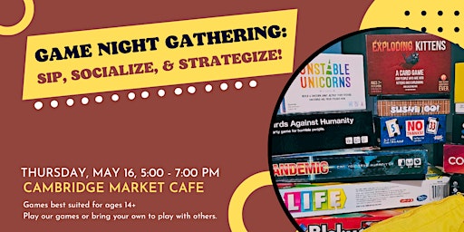 Image principale de Game Night Gathering: Sip, Socialize, and Strategize