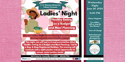 Immagine principale di Ladies' Night: Dietician--Healthy Eating & Meal Planning 
