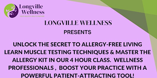 Imagem principal do evento Learn Muscle Testing and Other Techniques To Live Allergy Free.