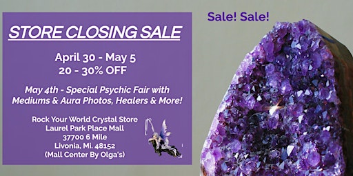 Imagem principal do evento Store Closing Sale & Psychic Fair!