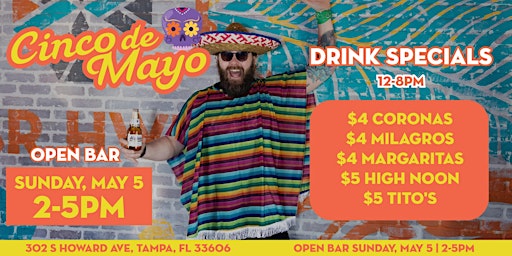 Imagen principal de Cinco De Mayo @ Bar HWRD! Open Bar Fiesta!