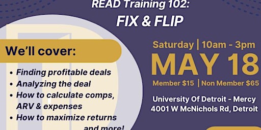 Imagen principal de READ Developer Training 102: Fix & Flip