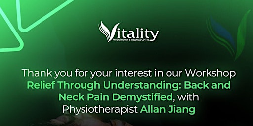 Relief Through Understanding: Back and Neck Pain Demystified primary image