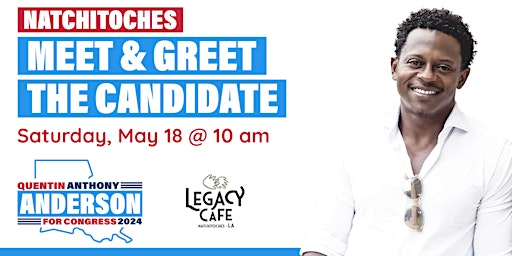 Image principale de Meet & Greet the Candidate: Quentin Anthony Anderson for Congress