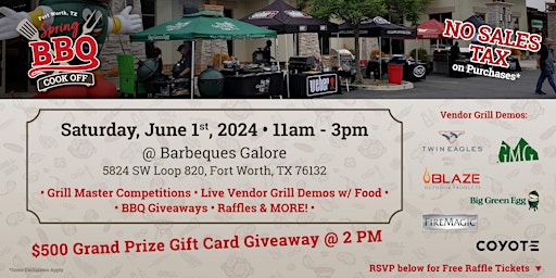 Primaire afbeelding van Barbeques Galore Spring Barbecue Cook-Off & Sales Event in Fort Worth Texas
