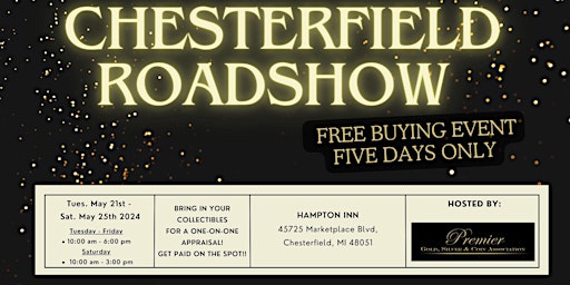 Imagen principal de CHESTERFIELD ROADSHOW - A Free, Five Days Only Buying Event!