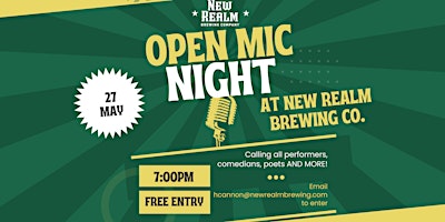 Primaire afbeelding van Open Mic Night at New Realm Brewing