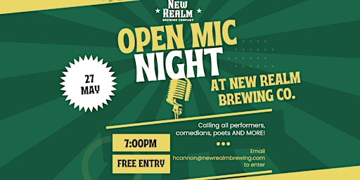 Primaire afbeelding van Open Mic Night at New Realm Brewing