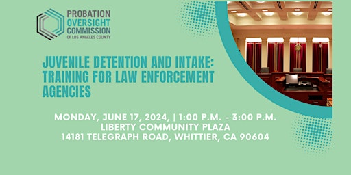 Juvenile Detention and Intake: Training for Law Enforcement Agencies primary image