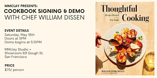 Imagen principal de MMclay Presents: Cookbook Signing & Demo with Chef William Dissen