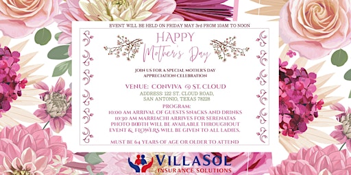 Mother's Day Appreciation Celebration! FREE!! Must be 64+ yrs primary image