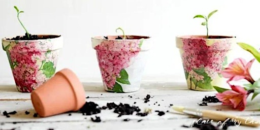 Imagem principal do evento Adult Craft Night:  Decoupage Flower Pots
