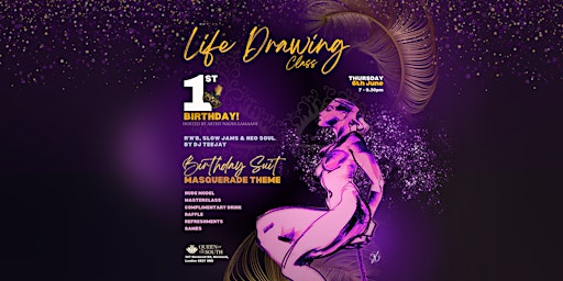 Birthday Suit / Masquerade Themed Life Drawing Class - 1ST BIRTHDAY! primary image