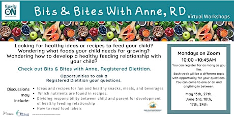 Imagen principal de Bits & Bites with Anne, Registered Dietician -     Virtual Workshops