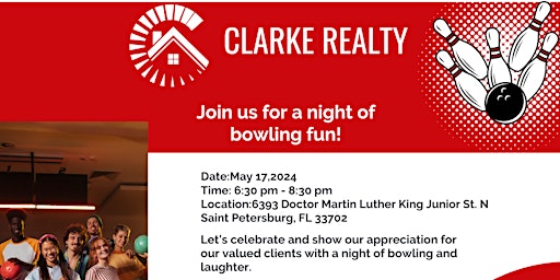 Imagem principal do evento Free Bowling Night with Clarke Realty!