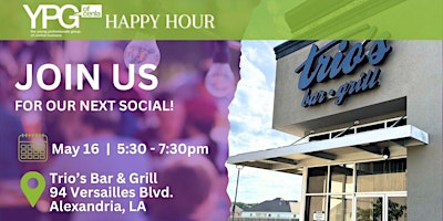 Primaire afbeelding van YPG's May Social - Happy Hour at Trio's Bar & Grill