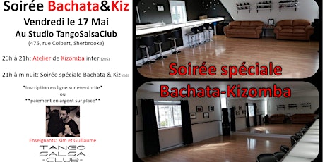 Atelier Kizomba inter  et soirée bachata Kizomba au studio vendredi 17 mai