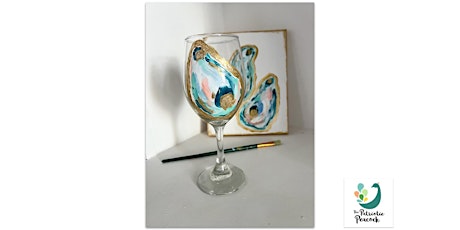 Gold Leaf Oyster Wine Glass Paint & Sip Class With The Patriotic Peacock