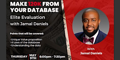 Imagen principal de "Make 120k from your database"  Elite Evaluation with Jamal Daniels
