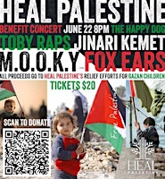 Imagem principal do evento Toby Raps / Jinari Kemet / M.O.O.K.Y. / Fox Ears - a Heal Palestine benefit