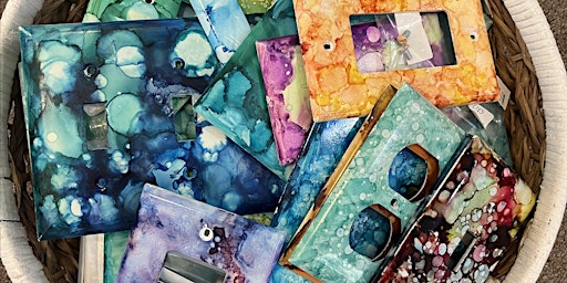 Painted Light Switch Covers using Alcohol Inks primary image