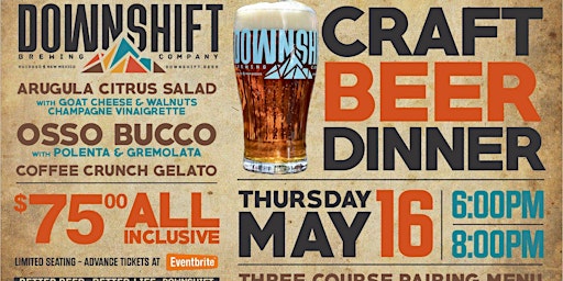 Beer Dinner at Downshift Brewing Company - Riverside primary image