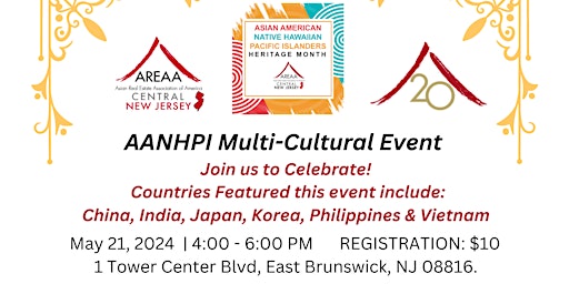 Immagine principale di AREAA Central NJ Chapter - AANHPI Multi-Cultural Event 