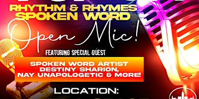 Imagem principal de Rhythm & Rhymes Spoken Word and Open Mic!
