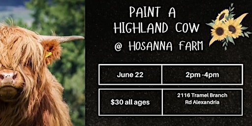 Imagem principal do evento Paint A Highland Cow @ Hosanna Farm